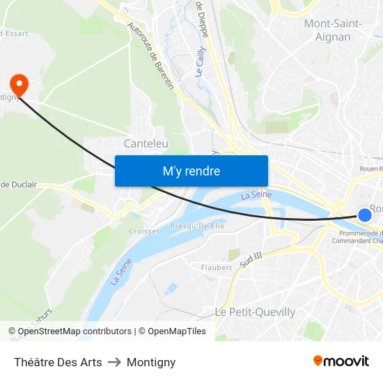 Théâtre Des Arts to Montigny map