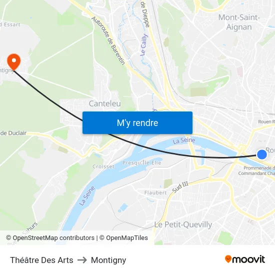 Théâtre Des Arts to Montigny map