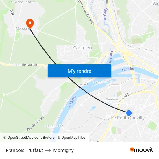 François Truffaut to Montigny map