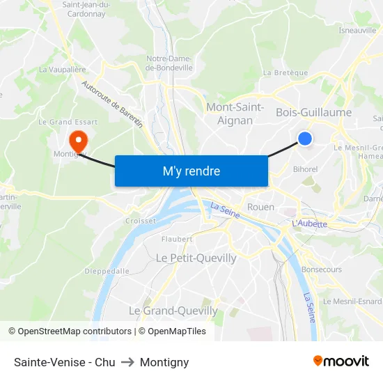 Sainte-Venise - Chu to Montigny map