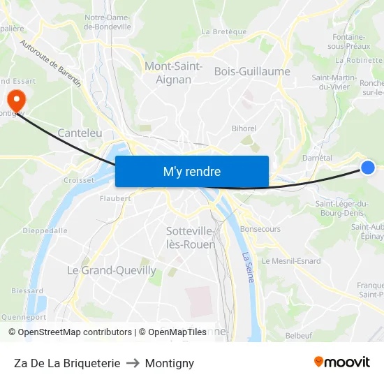 Za De La Briqueterie to Montigny map