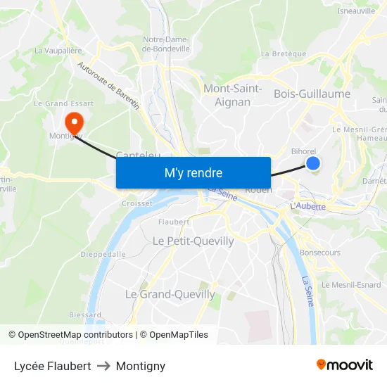Lycée Flaubert to Montigny map
