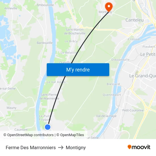 Ferme Des Marronniers to Montigny map