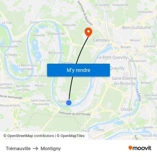 Trémauville to Montigny map