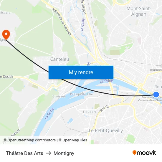 Théâtre Des Arts to Montigny map