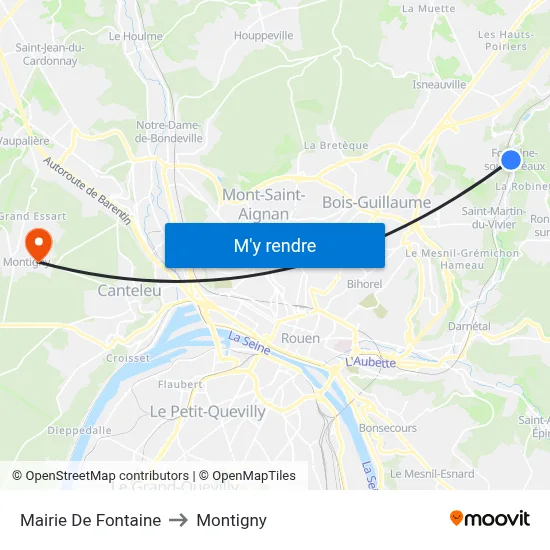 Mairie De Fontaine to Montigny map