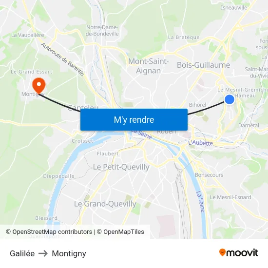 Galilée to Montigny map