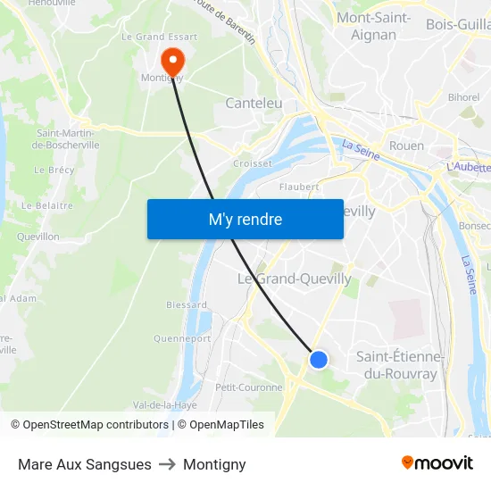 Mare Aux Sangsues to Montigny map