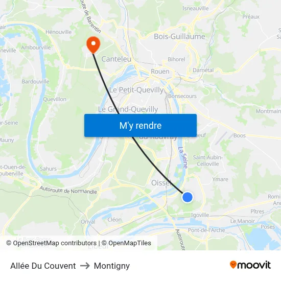Allée Du Couvent to Montigny map