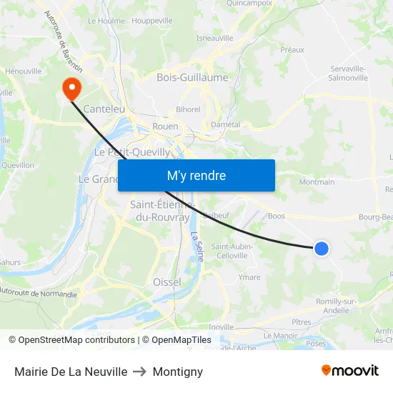 Mairie De La Neuville to Montigny map