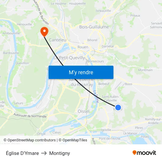 Église D'Ymare to Montigny map