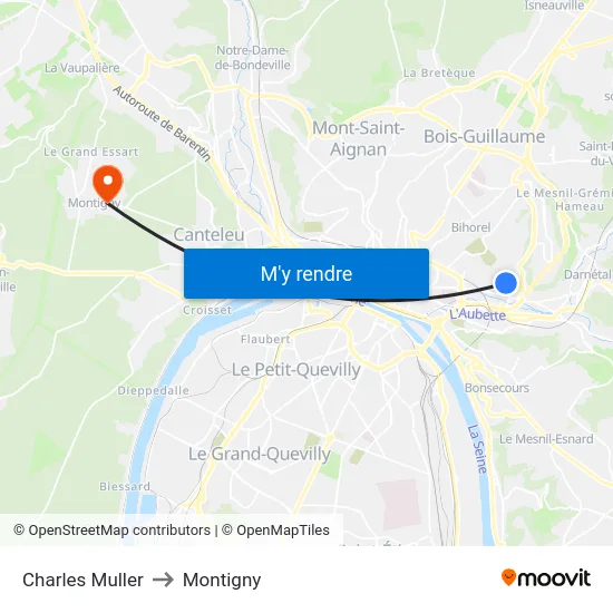 Charles Muller to Montigny map