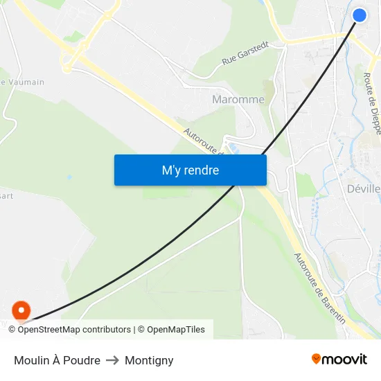 Moulin À Poudre to Montigny map