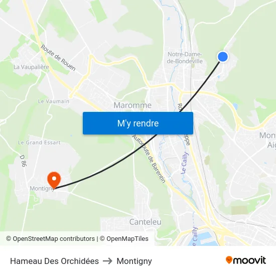 Hameau Des Orchidées to Montigny map