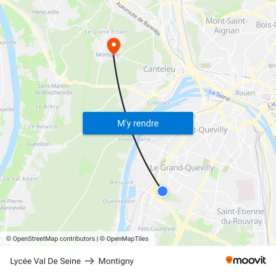 Lycée Val De Seine to Montigny map