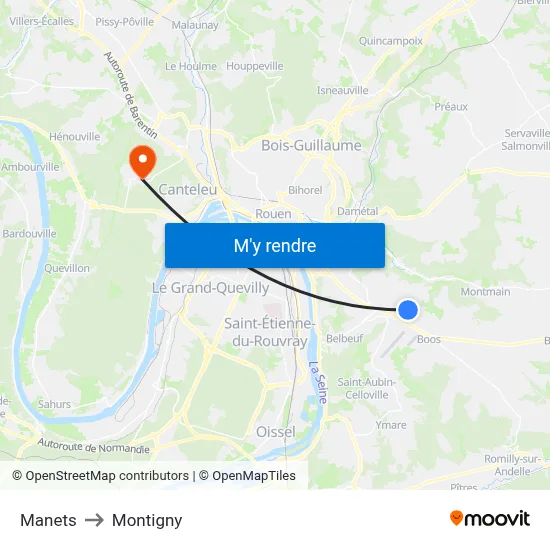 Manets to Montigny map