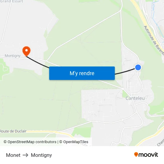 Monet to Montigny map