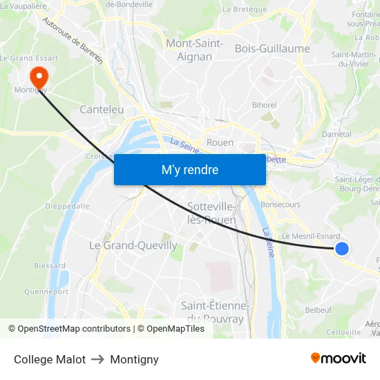 College Malot to Montigny map