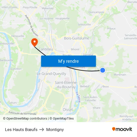 Les Hauts Bœufs to Montigny map
