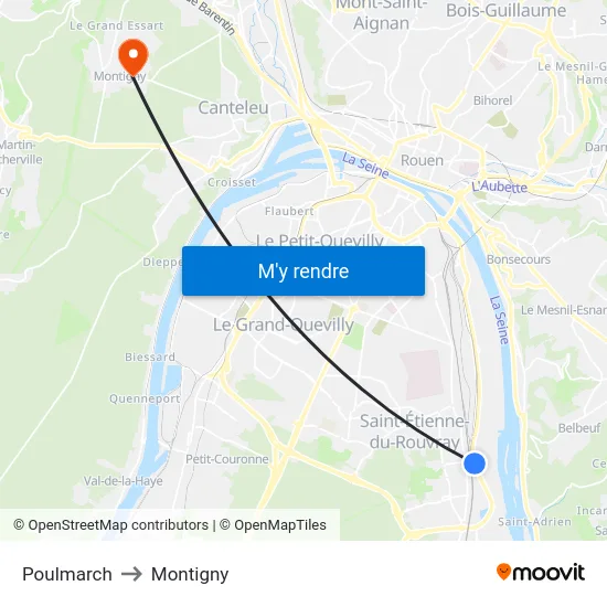 Poulmarch to Montigny map