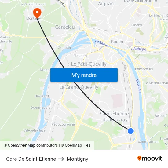 Gare De Saint-Etienne to Montigny map