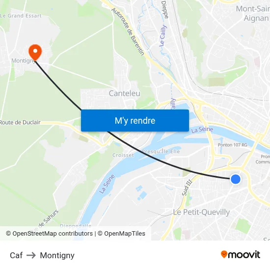 Caf to Montigny map