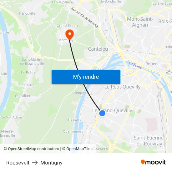 Roosevelt to Montigny map