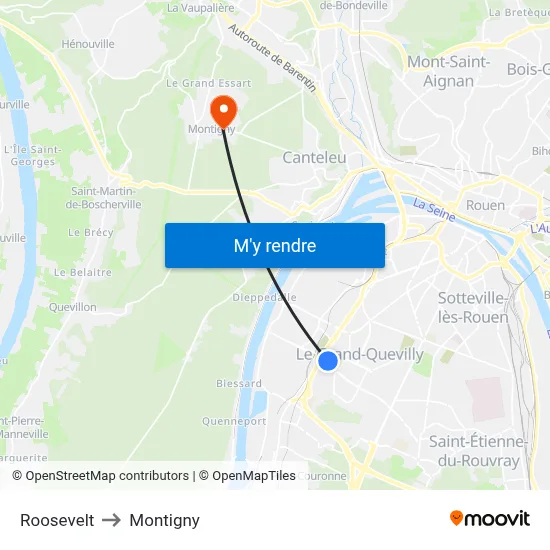 Roosevelt to Montigny map