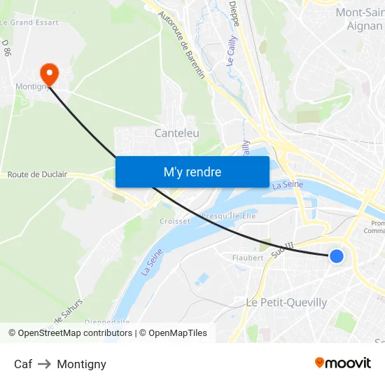 Caf to Montigny map