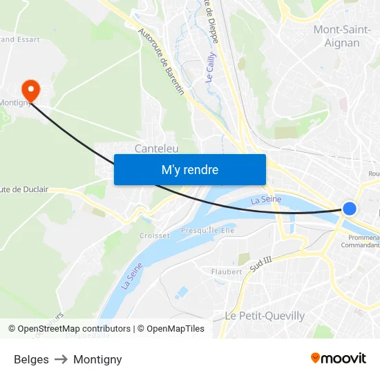 Belges to Montigny map