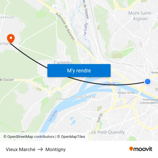Vieux Marché to Montigny map