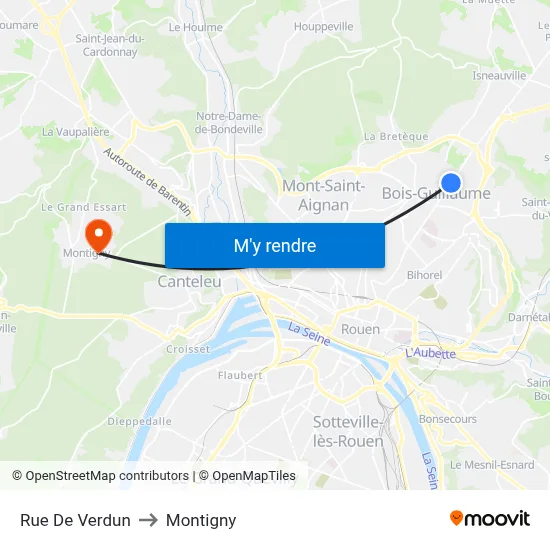 Rue De Verdun to Montigny map