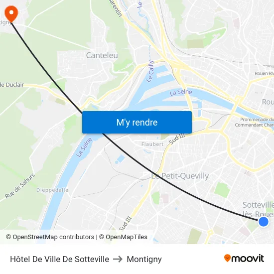 Hôtel De Ville De Sotteville to Montigny map