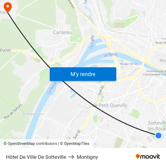 Hôtel De Ville De Sotteville to Montigny map