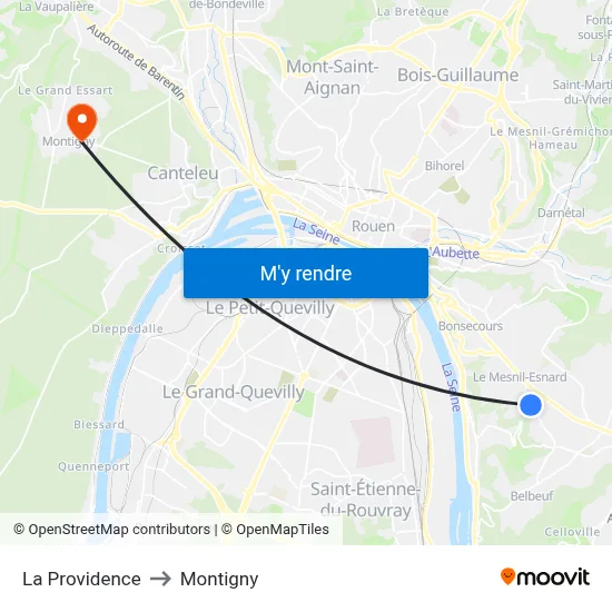 La Providence to Montigny map