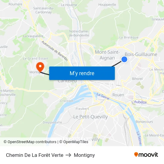 Chemin De La Forêt Verte to Montigny map
