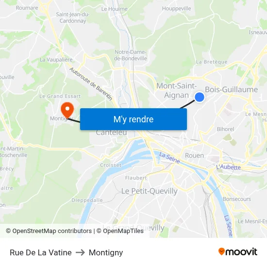 Rue De La Vatine to Montigny map