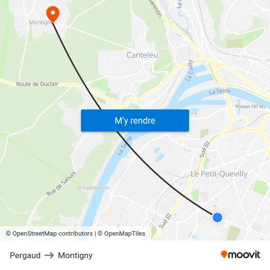 Pergaud to Montigny map