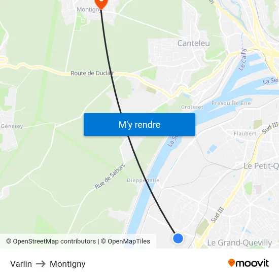 Varlin to Montigny map