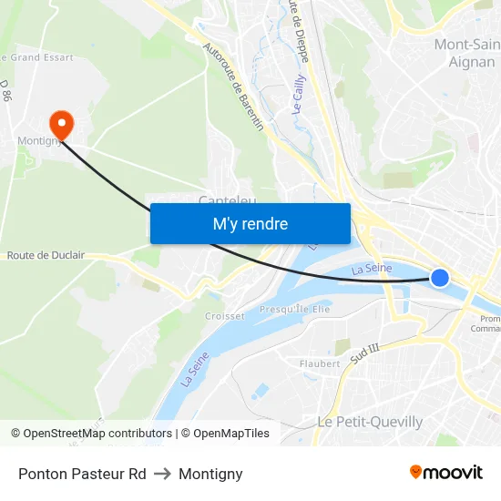 Ponton Pasteur Rd to Montigny map