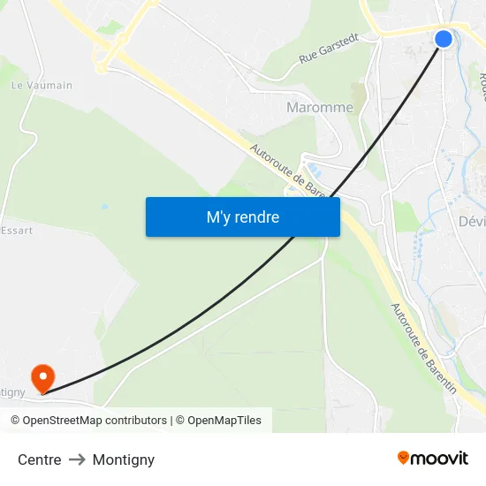 Centre to Montigny map