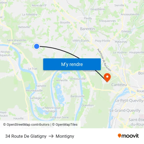 34 Route De Glatigny to Montigny map