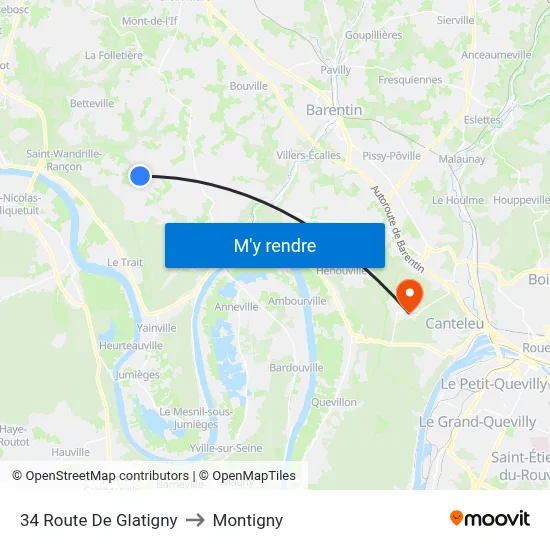 34 Route De Glatigny to Montigny map