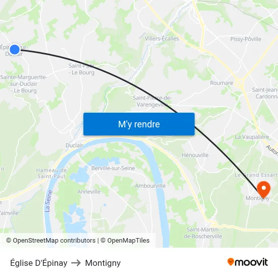 Église D'Épinay to Montigny map