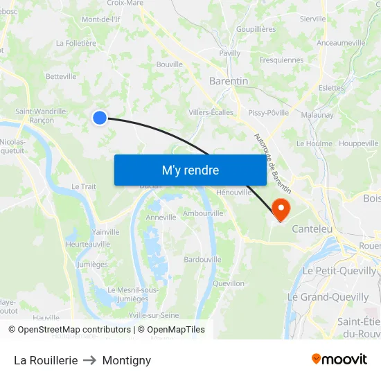 La Rouillerie to Montigny map