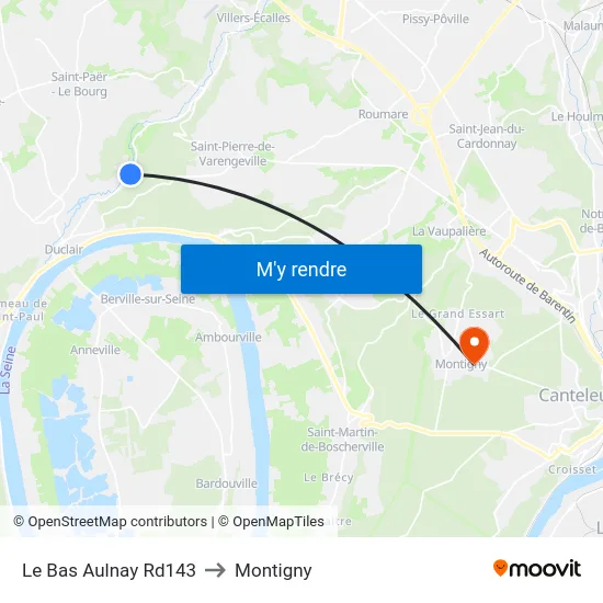 Le Bas Aulnay Rd143 to Montigny map