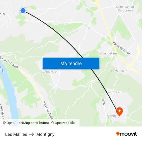 Les Mailles to Montigny map