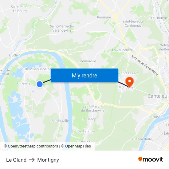 Le Gland to Montigny map