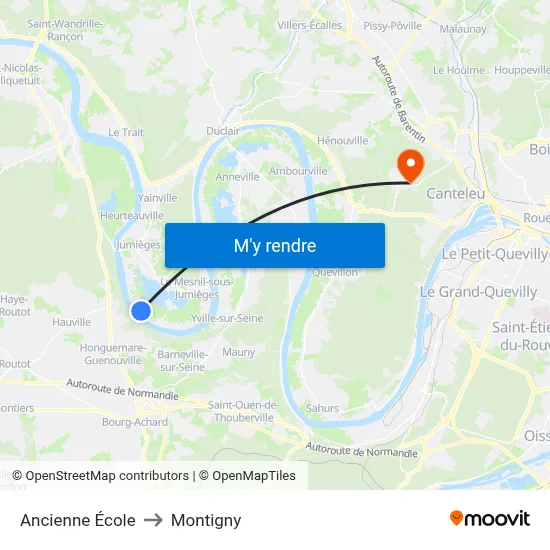 Ancienne École to Montigny map