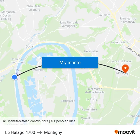 Le Halage 4700 to Montigny map